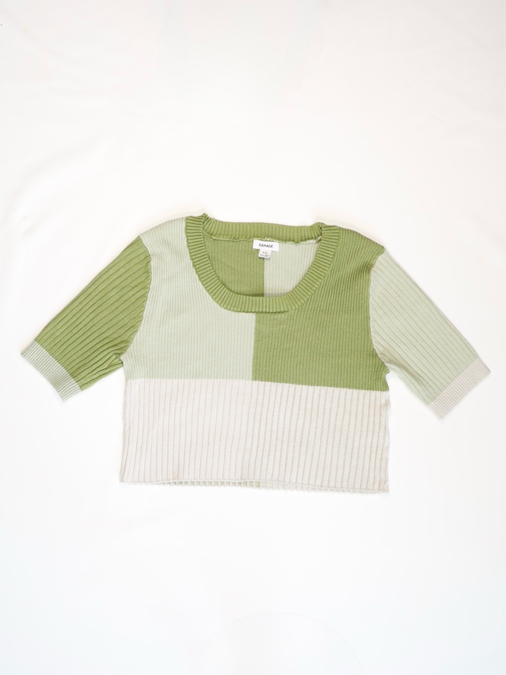 Garage Crop Top Tee Colorblock | Green Size Small